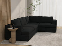 Deluxe Cloud 4-Seater Black L-Shaped Sectional | 4-Piece, Bouclé Sherpa-Like Fabric, Washable Cushion Covers