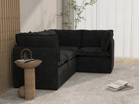 Deluxe Cloud 4-Seater Black L-Shaped Sectional | 4-Piece, Linen Look Poly Fabric, Washable Cushion Covers