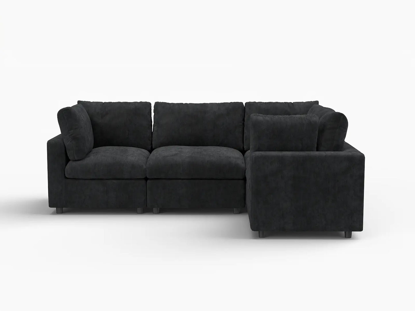 Fundas de sofá seccional Lounge Cloud | Funda de sofá de chenilla mezcla lino negro para 4 plazas