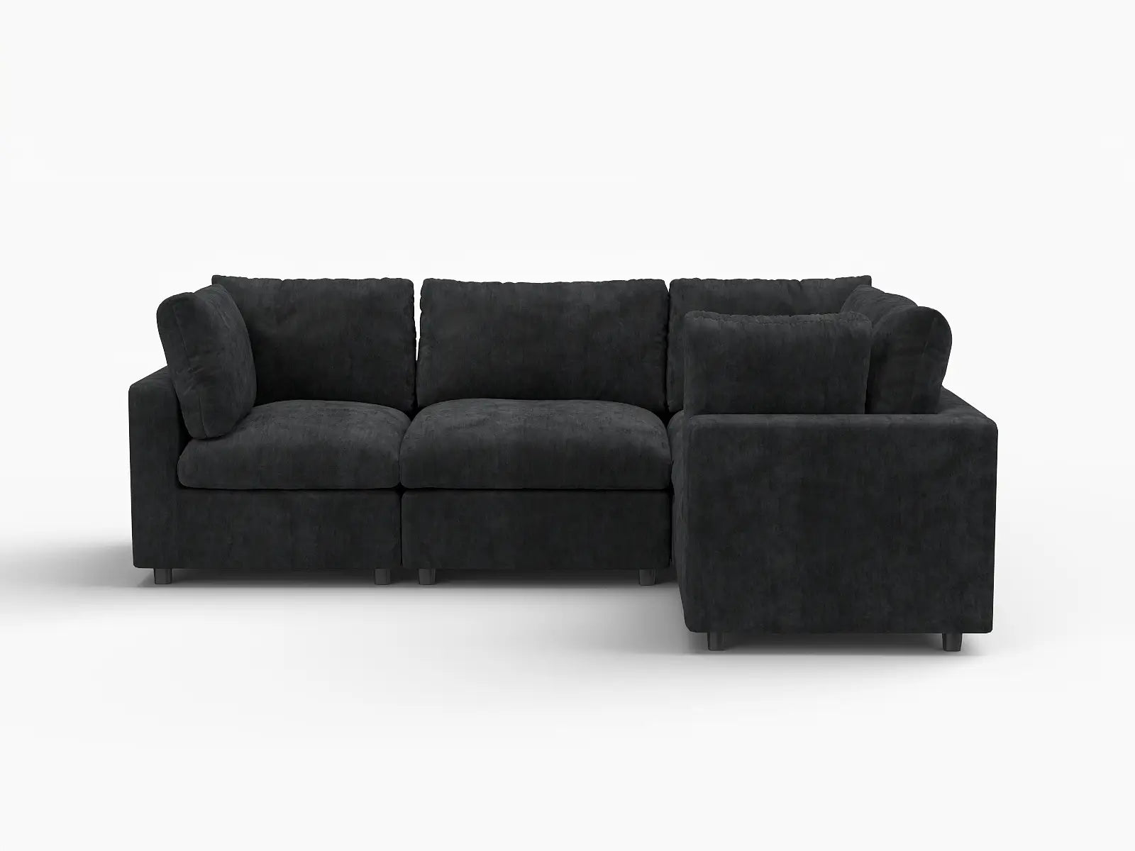 Fundas de sofá seccional Lounge Cloud | Funda de sofá de chenilla mezcla lino negro para 4 plazas
