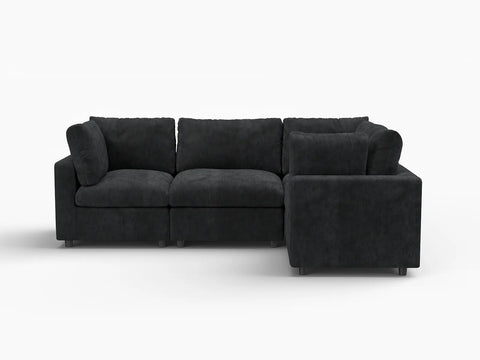 Lounge Cloud Sectional Sofa Covers | Black Linen-Blend Chenille Sofa Cover for 4-Seater