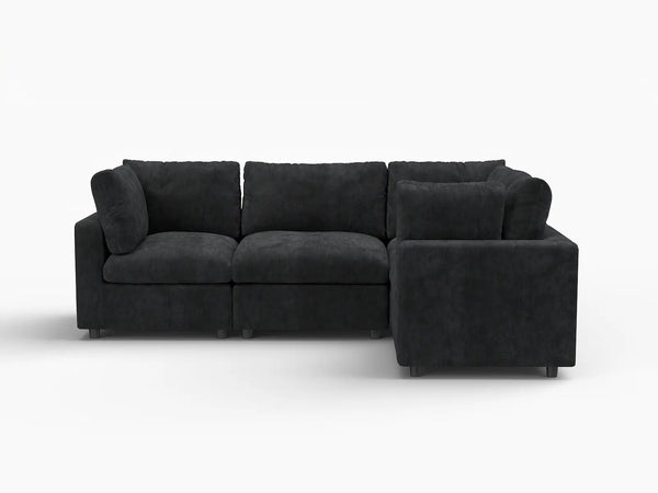 Fundas de sofá seccional Lounge Cloud | Funda de sofá de chenilla mezcla lino negro para 4 plazas