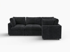Fundas de sofá seccional Lounge Cloud | Funda de sofá de chenilla mezcla lino negro para 4 plazas