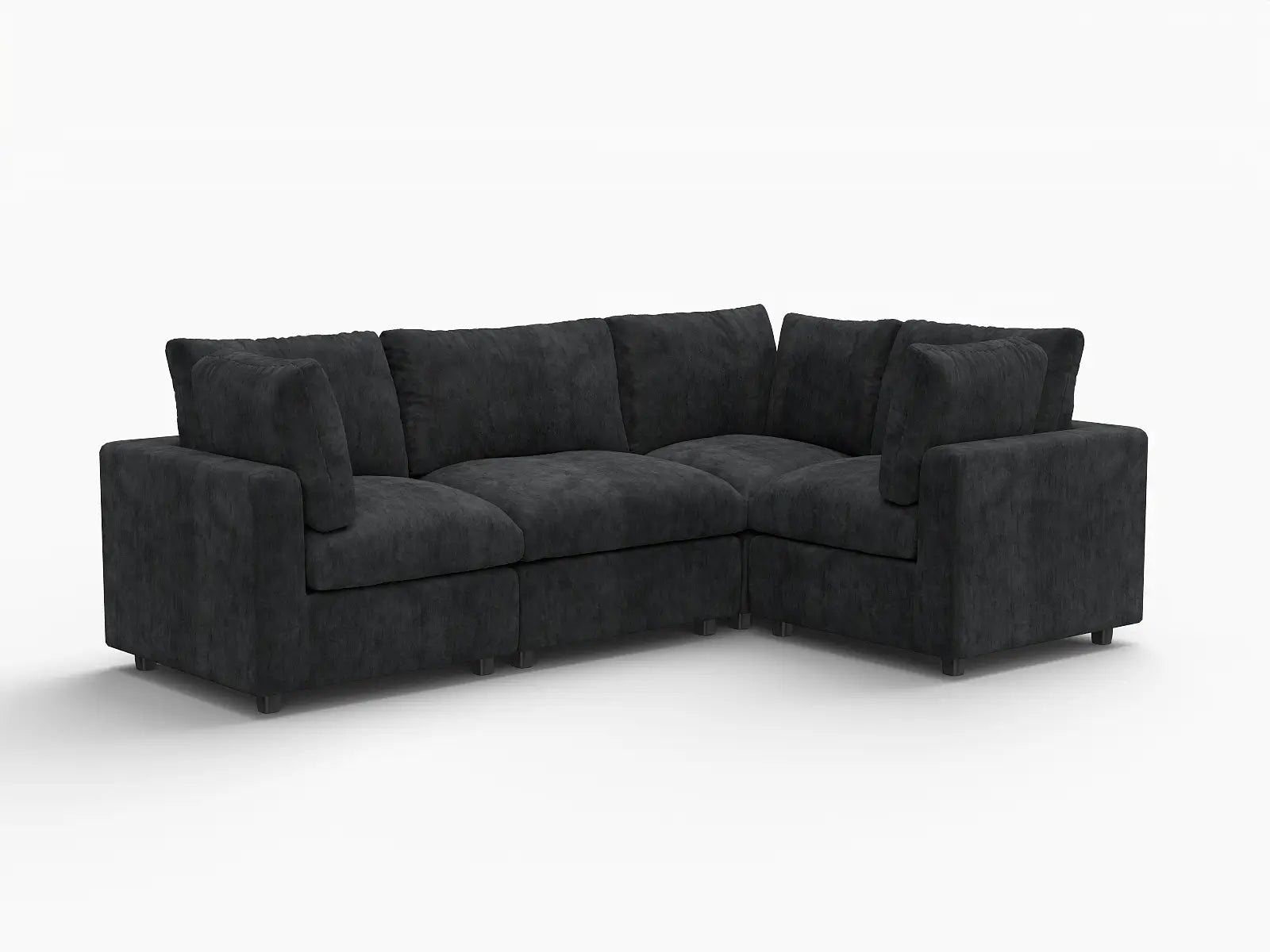 Fundas de sofá seccional Lounge Cloud | Funda de sofá de chenilla mezcla lino negro para 4 plazas