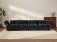 Deluxe Cloud 4-Seater Black Large Space Couch Sectional | 4-Piece, Bouclé Sherpa-Like Fabric, Easy To Clean