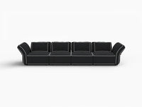 Deluxe Cloud 4-Seater Black Large Space Couch Sectional | 4-Piece, Bouclé Sherpa-Like Fabric, Easy To Clean