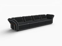 Deluxe Cloud 4-Seater Black Large Space Couch Sectional | 4-Piece, Bouclé Sherpa-Like Fabric, Easy To Clean