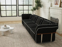 Deluxe Cloud 4-Seater Black Large Space Couch Sectional | 4-Piece, Bouclé Sherpa-Like Fabric, Easy To Clean