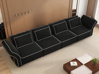 Deluxe Cloud 4-Seater Black Large Space Couch Sectional | 4-Piece, Bouclé Sherpa-Like Fabric, Easy To Clean