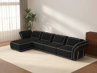 Deluxe Cloud 4-Seater Black Large Space L-Shaped Sectional | 5-Piece (Includes 1 Ottoman), Bouclé Sherpa-Like Fabric, Easy To Clean