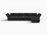 Deluxe Cloud 4-Seater Black Large Space L-Shaped Sectional | 5-Piece (Includes 1 Ottoman), Bouclé Sherpa-Like Fabric, Easy To Clean
