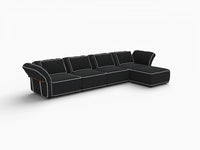 Deluxe Cloud 4-Seater Black Large Space L-Shaped Sectional | 5-Piece (Includes 1 Ottoman), Bouclé Sherpa-Like Fabric, Easy To Clean