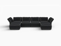 Deluxe Cloud 4-Seater Black Large Space U-Shaped Sectional | 6-Piece (Includes 2 Ottomans), Bouclé Sherpa-Like Fabric, Easy To Clean