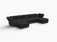 Deluxe Cloud 4-Seater Black Large Space U-Shaped Sectional | 6-Piece (Includes 2 Ottomans), Bouclé Sherpa-Like Fabric, Easy To Clean