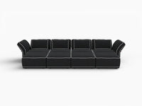 Deluxe Cloud 4-Seater Black Open Space U-Shaped Sectional | 8-Piece (Includes 4 Ottomans), Bouclé Sherpa-Like Fabric, Easy To Clean