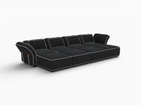 Deluxe Cloud 4-Seater Black Open Space U-Shaped Sectional | 8-Piece (Includes 4 Ottomans), Bouclé Sherpa-Like Fabric, Easy To Clean