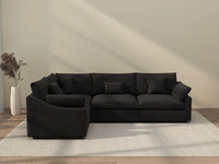 Deluxe Cloud 4-Seater Black Pit Sectional | 4-Piece, Chenille And Linen Fabric, Washable Cushion Covers