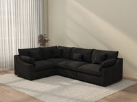 Deluxe Cloud 4-Seater Black Pit Sectional | 4-Piece, Chenille And Linen Fabric, Washable Cushion Covers