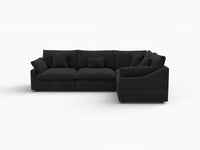 Deluxe Cloud 4-Seater Black Pit Sectional | 4-Piece, Chenille And Linen Fabric, Washable Cushion Covers