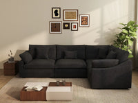Deluxe Cloud 4-Seater Black Pit Sectional | 4-Piece, Chenille And Linen Fabric, Washable Cushion Covers