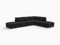 Deluxe Cloud 4-Seater Black Pit Sectional | 6-Piece (Includes 2 Ottomans), Chenille And Linen Fabric, Washable Cushion Covers
