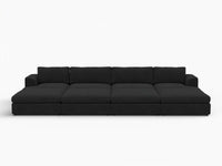 Deluxe Cloud 4-Seater Black Pit Sectional | 8-Piece (Includes 4 Ottomans), Bouclé Sherpa-Like Fabric, Washable Cushion Covers