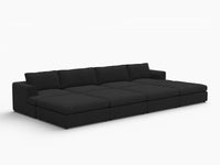 Deluxe Cloud 4-Seater Black Pit Sectional | 8-Piece (Includes 4 Ottomans), Bouclé Sherpa-Like Fabric, Washable Cushion Covers