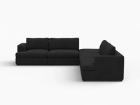 Deluxe Cloud 4-Seater Black V-Shaped Sectional | 5-Piece (Includes 1 Ottoman), Bouclé Sherpa-Like Fabric, Washable Cushion Covers