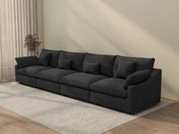 Deluxe Cloud 4-Seater Black Washable Couch Sectional | 4-Piece, Chenille and Linen Fabric, Modular Design