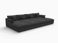 Fundas de sofá seccional Deluxe Slope Cloud | Funda de sofá de chenilla y lino negro para 4 plazas con 4 otomanas