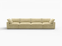 Deluxe Cloud 4-Seater Couch Sectional in Beige Velvet | 4-Piece, Living Room Seating, Easy To Clean, Contemporary Style