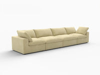 Deluxe Cloud 4-Seater Couch Sectional in Beige Velvet | 4-Piece, Living Room Seating, Easy To Clean, Contemporary Style