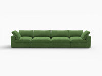 Deluxe Cloud 4-Seater Couch Sectional in Earth Green Velvet | 4-Piece, Living Room Seating, Easy To Clean, Modular Design