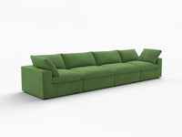 Deluxe Cloud 4-Seater Couch Sectional in Earth Green Velvet | 4-Piece, Living Room Seating, Easy To Clean, Modular Design
