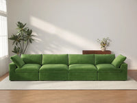 Deluxe Cloud 4-Seater Couch Sectional in Earth Green Velvet | 4-Piece, Living Room Seating, Easy To Clean, Modular Design