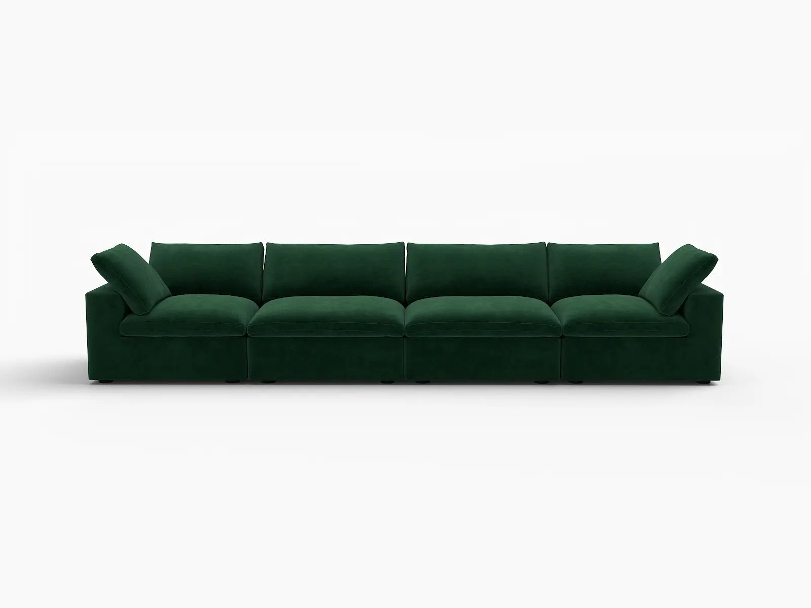 Deluxe Cloud 4-Seater Couch Sectional in Olive Green Velvet | 4-Piece, Living Room Seating, Easy To Clean, Modern Style