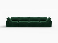 Deluxe Cloud 4-Seater Couch Sectional in Olive Green Velvet | 4-Piece, Living Room Seating, Easy To Clean, Modern Style