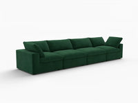 Deluxe Cloud 4-Seater Couch Sectional in Olive Green Velvet | 4-Piece, Living Room Seating, Easy To Clean, Modern Style