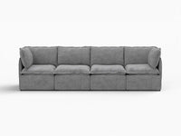 Deluxe Cloud 4-Seater Grey Large Space Couch Sectional | 4-Piece, Linen Look Poly Fabric, Easy To Clean