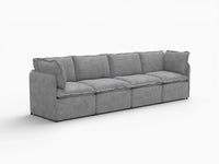 Deluxe Cloud 4-Seater Grey Large Space Couch Sectional | 4-Piece, Linen Look Poly Fabric, Easy To Clean