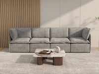 Deluxe Cloud 4-Seater Grey Large Space Couch Sectional | 4-Piece, Linen Look Poly Fabric, Easy To Clean