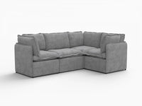 Deluxe Cloud 4-Seater Grey Large Space L-Shaped Sectional | 4-Piece, Linen Look Poly Fabric, Easy To Clean