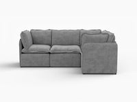 Deluxe Cloud 4-Seater Grey Large Space L-Shaped Sectional | 4-Piece, Linen Look Poly Fabric, Easy To Clean