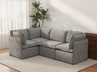Deluxe Cloud 4-Seater Grey Large Space L-Shaped Sectional | 4-Piece, Linen Look Poly Fabric, Easy To Clean