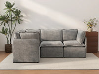 Deluxe Cloud 4-Seater Grey Large Space L-Shaped Sectional | 4-Piece, Linen Look Poly Fabric, Easy To Clean