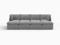 Deluxe Cloud 4-Seater Grey Open Space Pit Sectional | 8-Piece (Includes 4 Ottomans), Linen Look Poly Fabric, Easy To Clean