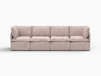 Deluxe Cloud 4-Seater Khaki Couch Sectional | 4-Piece, Linen Look Poly Fabric, Washable Cushion Covers