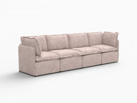 Deluxe Cloud 4-Seater Khaki Couch Sectional | 4-Piece, Linen Look Poly Fabric, Washable Cushion Covers