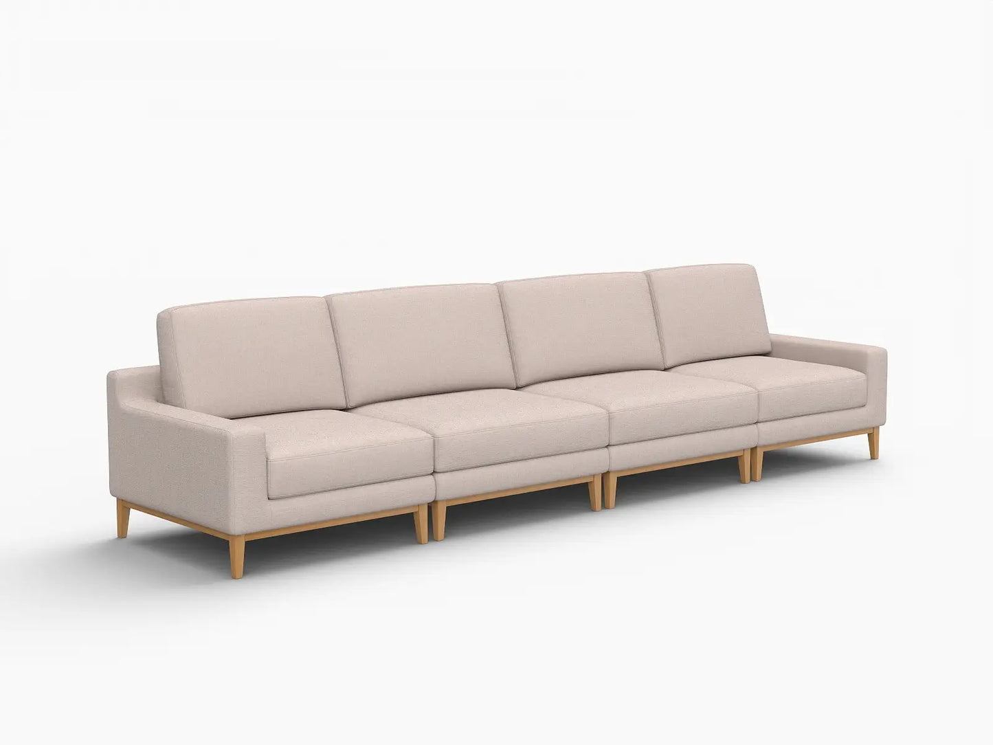 Deluxe Cloud 4-Seater Khaki Couch Sectional | 4-Piece, Linen Look Poly Fabric, Washable Cushion Covers