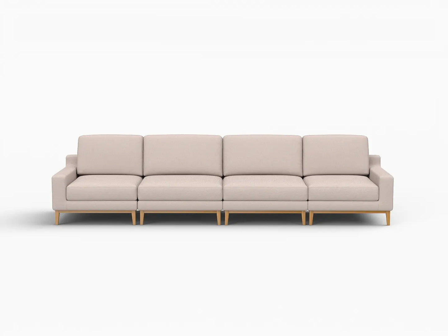 Deluxe Cloud 4-Seater Khaki Couch Sectional | 4-Piece, Linen Look Poly Fabric, Washable Cushion Covers